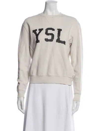 Pre-owned Saint Laurent Graphic Print Crew Neck Sweatshirt In Purple