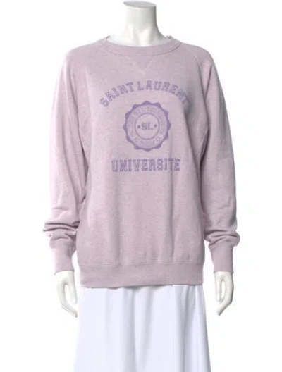 Pre-owned Saint Laurent Graphic Print Crew Neck Sweatshirt In Purple