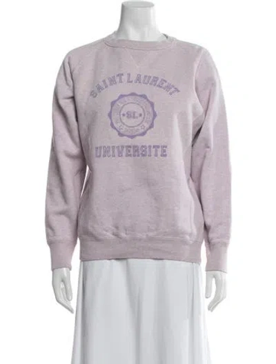 Pre-owned Saint Laurent Graphic Print Crew Neck Sweatshirt In Purple