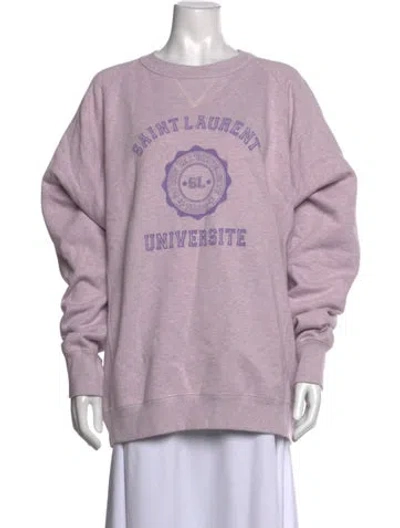 Pre-owned Saint Laurent Graphic Print Crew Neck Sweatshirt In Purple