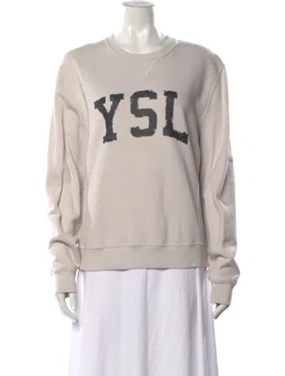Pre-owned Saint Laurent Graphic Print Crew Neck Sweatshirt In White