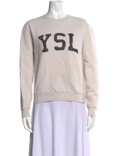 Pre-owned Saint Laurent Graphic Print Crew Neck Sweatshirt In White