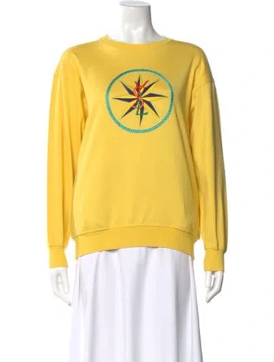 Pre-owned Saint Laurent Graphic Print Crew Neck Sweatshirt In Yellow