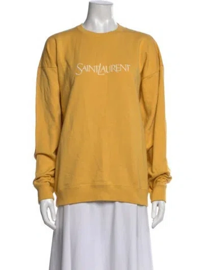 Pre-owned Saint Laurent Graphic Print Crew Neck Sweatshirt In Yellow