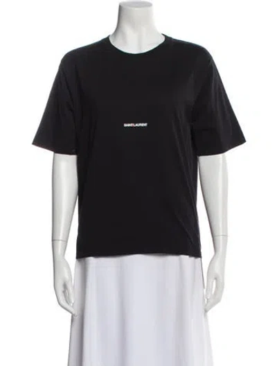 Pre-owned Saint Laurent Graphic Print Crew Neck T-shirt In Black