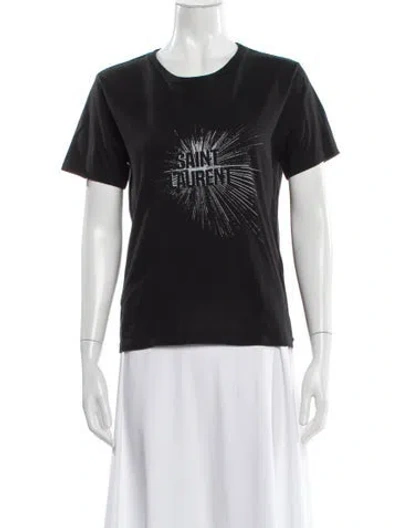 Pre-owned Saint Laurent Graphic Print Crew Neck T-shirt In Black