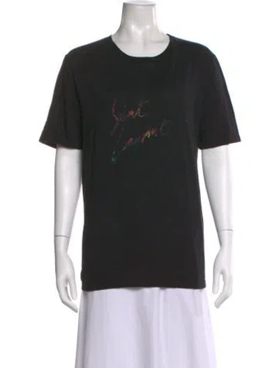 Pre-owned Saint Laurent Graphic Print Crew Neck T-shirt In Black