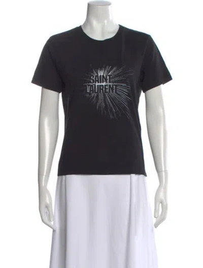 Pre-owned Saint Laurent Graphic Print Crew Neck T-shirt In Black