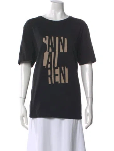 Pre-owned Saint Laurent Graphic Print Crew Neck T-shirt In Black