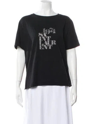 Pre-owned Saint Laurent Graphic Print Crew Neck T-shirt In Black