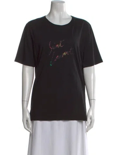 Pre-owned Saint Laurent Graphic Print Crew Neck T-shirt In Black