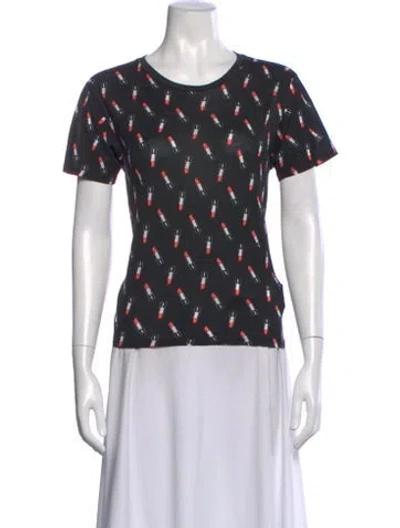 Pre-owned Saint Laurent Graphic Print Crew Neck T-shirt In Black