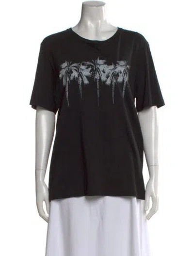 Pre-owned Saint Laurent Graphic Print Crew Neck T-shirt In Black