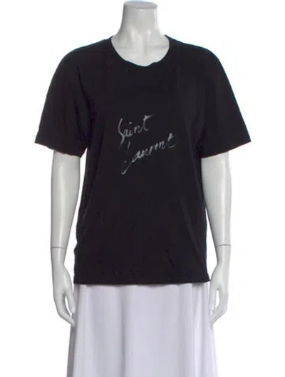Pre-owned Saint Laurent Graphic Print Crew Neck T-shirt In Black