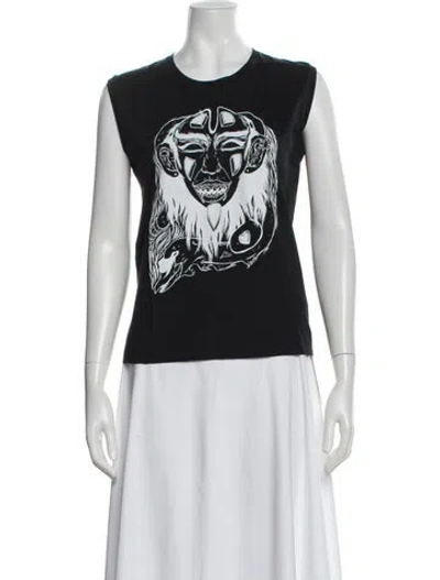 Pre-owned Saint Laurent Graphic Print Crew Neck T-shirt In Black