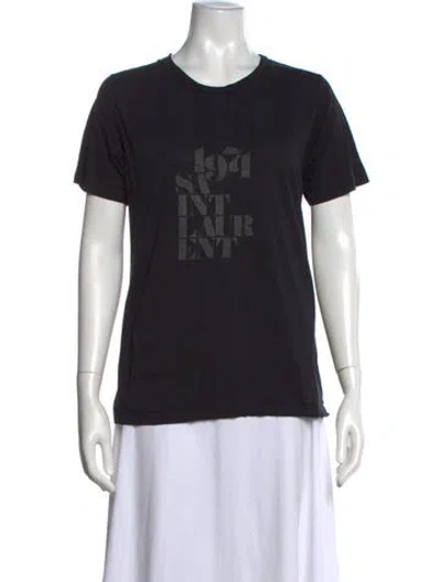 Pre-owned Saint Laurent Graphic Print Crew Neck T-shirt In Black