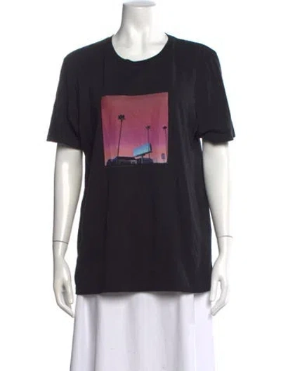 Pre-owned Saint Laurent Graphic Print Crew Neck T-shirt In Black