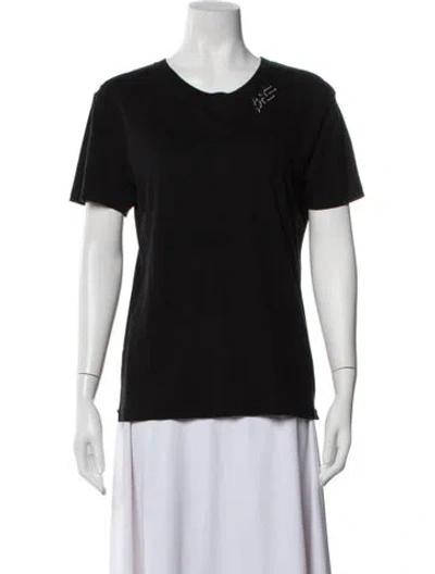Pre-owned Saint Laurent Graphic Print Crew Neck T-shirt In Black