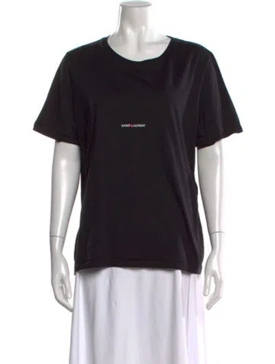 Pre-owned Saint Laurent Graphic Print Crew Neck T-shirt In Black