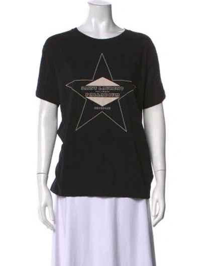 Pre-owned Saint Laurent Graphic Print Crew Neck T-shirt In Black