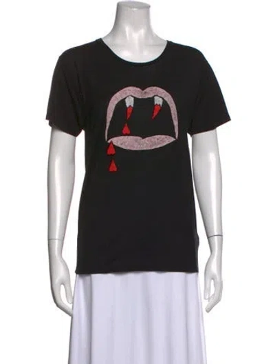 Pre-owned Saint Laurent Graphic Print Crew Neck T-shirt In Black/red