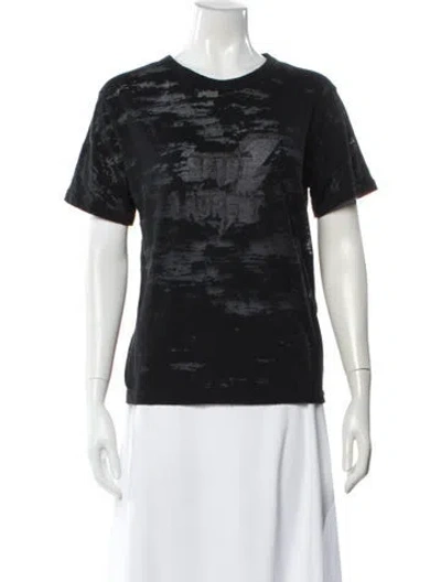 Pre-owned Saint Laurent Graphic Print Crew Neck T-shirt In Blue