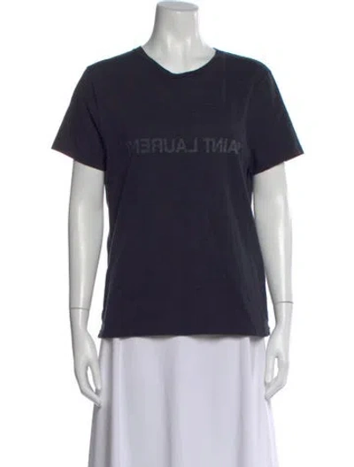 Pre-owned Saint Laurent Graphic Print Crew Neck T-shirt In Blue