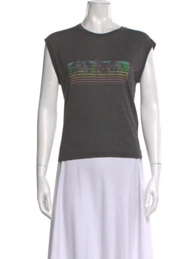 Pre-owned Saint Laurent Graphic Print Crew Neck T-shirt In Gray