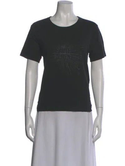 Pre-owned Saint Laurent Graphic Print Crew Neck T-shirt In Gray