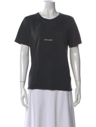 Pre-owned Saint Laurent Graphic Print Crew Neck T-shirt In Gray