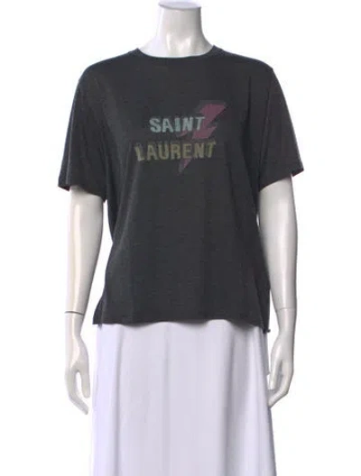 Pre-owned Saint Laurent Graphic Print Crew Neck T-shirt In Gray