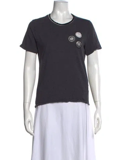 Pre-owned Saint Laurent Graphic Print Crew Neck T-shirt In Gray