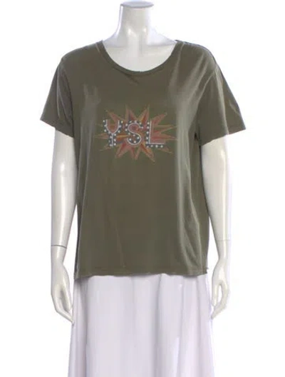 Pre-owned Saint Laurent Graphic Print Crew Neck T-shirt In Green