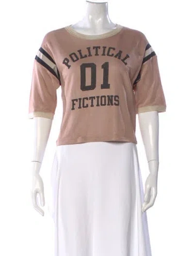 Pre-owned Saint Laurent Graphic Print Crew Neck T-shirt In Neutral