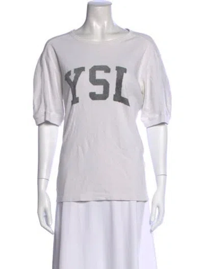 Pre-owned Saint Laurent Graphic Print Crew Neck T-shirt In Neutral