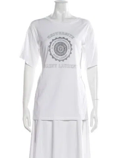 Pre-owned Saint Laurent Graphic Print Crew Neck T-shirt In Neutral