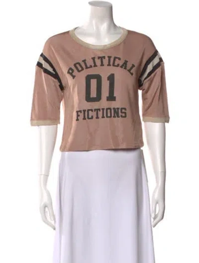 Pre-owned Saint Laurent Graphic Print Crew Neck T-shirt In Pink