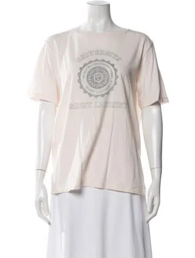 Pre-owned Saint Laurent Graphic Print Crew Neck T-shirt In Pink