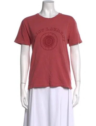 Pre-owned Saint Laurent Graphic Print Crew Neck T-shirt In Pink