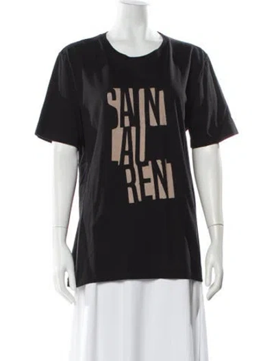 Pre-owned Saint Laurent Graphic Print Crew Neck T-shirt W/ Tags In Black