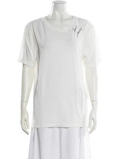 Pre-owned Saint Laurent Graphic Print Crew Neck T-shirt In White