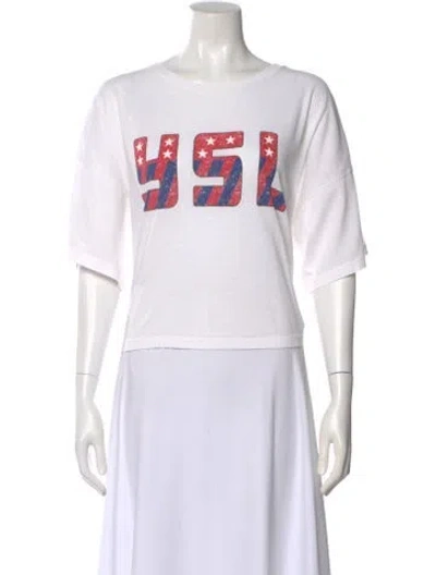 Pre-owned Saint Laurent Graphic Print Crew Neck T-shirt In White