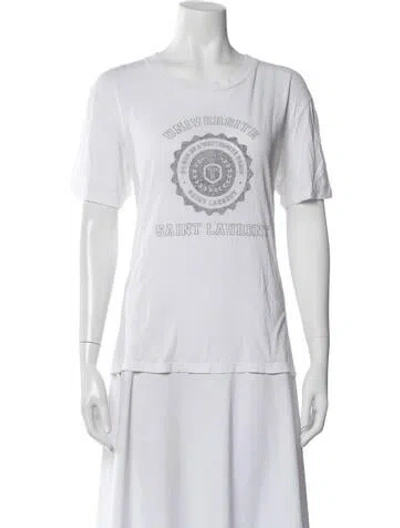 Pre-owned Saint Laurent Graphic Print Crew Neck T-shirt In White