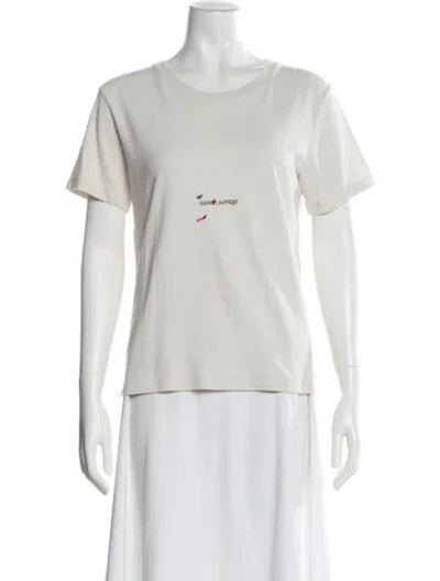 Pre-owned Saint Laurent Graphic Print Crew Neck T-shirt In White