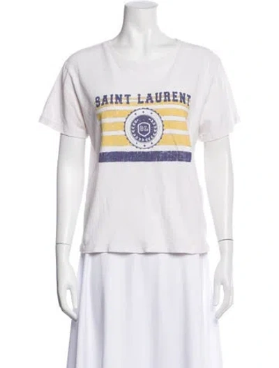 Pre-owned Saint Laurent Graphic Print Crew Neck T-shirt In White