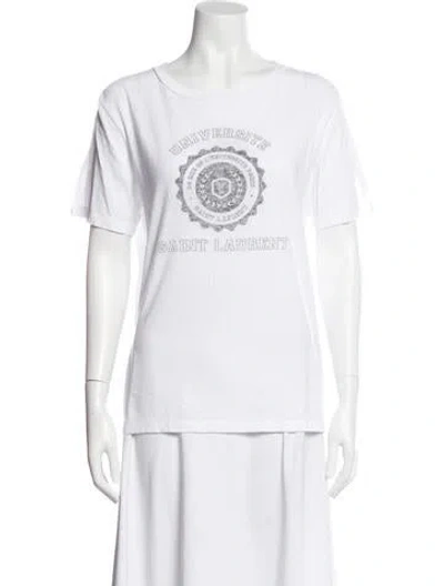 Pre-owned Saint Laurent Graphic Print Crew Neck T-shirt In White