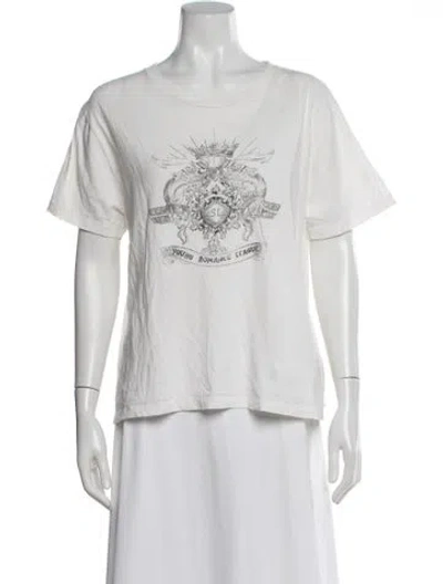 Pre-owned Saint Laurent Graphic Print Crew Neck T-shirt In White