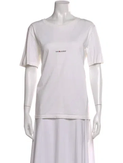 Pre-owned Saint Laurent Graphic Print Crew Neck T-shirt In White