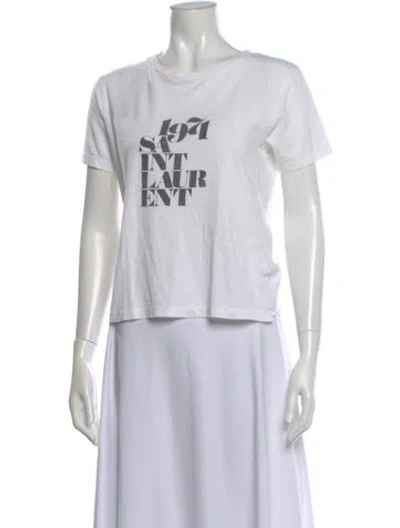 Pre-owned Saint Laurent Graphic Print Crew Neck T-shirt In White