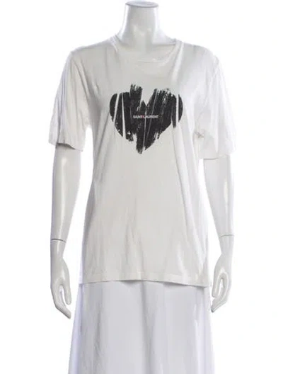 Pre-owned Saint Laurent Graphic Print Crew Neck T-shirt In White